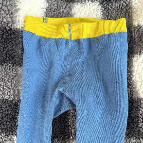 Mini Boden 2-3Y Sea Mist Blue & Yellow Gold Footed Ruffle Cable Knit Tights - Picture 5 of 7